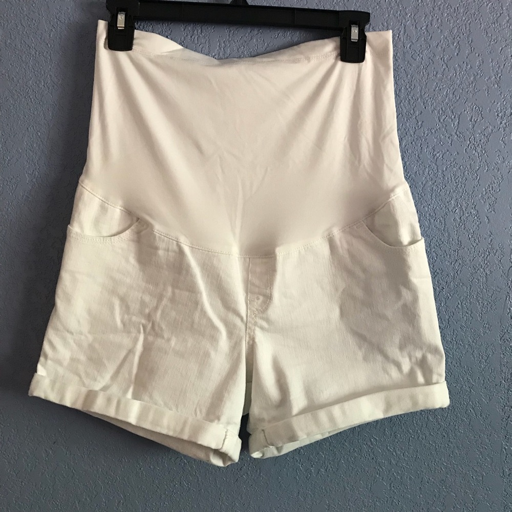 Practically New White denim maternity shorts
